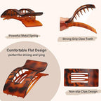 4 PCS Flat Hair Clips, Large Flat Claw Clips for Women Girls, Strong Hold French Hair Clips for Thick Thin Hair, Stylish Classic Hair Barrettes(Tortoise)