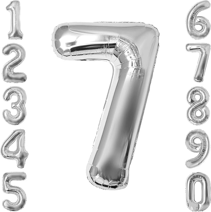 Silver Number 7 Balloon 40 Inch, Sleek Foil by Unknown