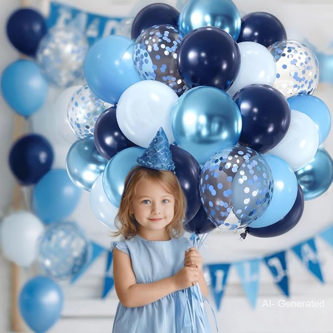 Zesliwy Blue Balloons Set with Confetti, Party Decor | Navy - Image 6