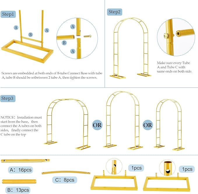 6.6FTx3.5FT Arch Backdrop Stand, Wide Arbors and Arches Trellis - Image 8