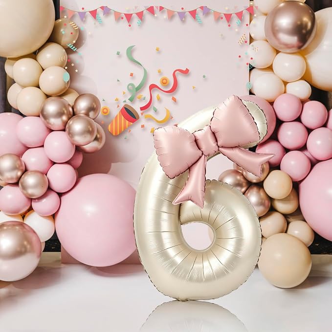 40 Inch Cream Number 6 Balloon - Image 5