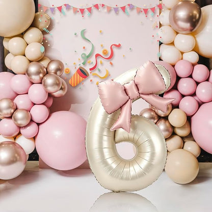 40 Inch Cream Number 6 Balloon - Image 5