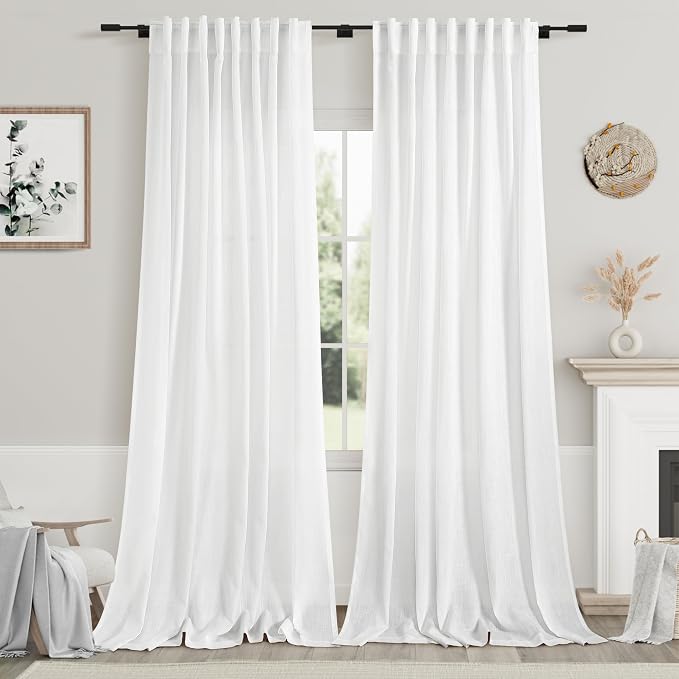 Semi Sheer Linen Curtains 90 Inches Long by Nanspring