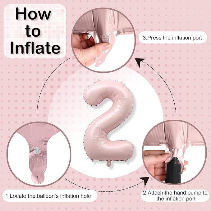 40 Inch 2 Balloon Number, Large Dusty Baby Pink Foil Number 2 Balloons Birthday - Image 8