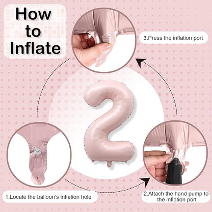 40 Inch 2 Balloon Number, Large Dusty Baby Pink Foil Number 2 Balloons Birthday - Image 8