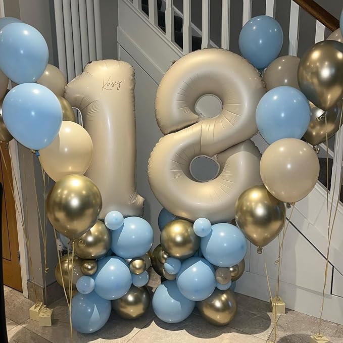 Number 8 Balloon Beige, 40 Inch Large Cream Foil 8 Helium Balloons - Image 7