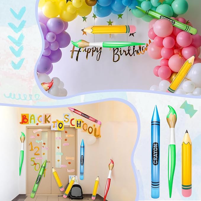 SAYAYA 8 Pcs Large Inflatable Pencil Balloons Set Jumbo Inflatable Crayons - Image 6