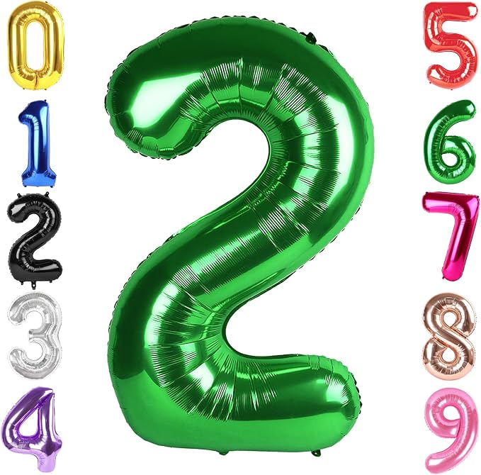 40 Inch Green Number 2 Balloon Birthday Party Decorations by Hadoife