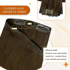 Full Shine Real Hair Extensions Clip in Human Hair Brown Seamless Hair Extensions Clip in Natural Brown Straight PU Weft for Short Hair 12 Inch 95 Grams 8 PCS