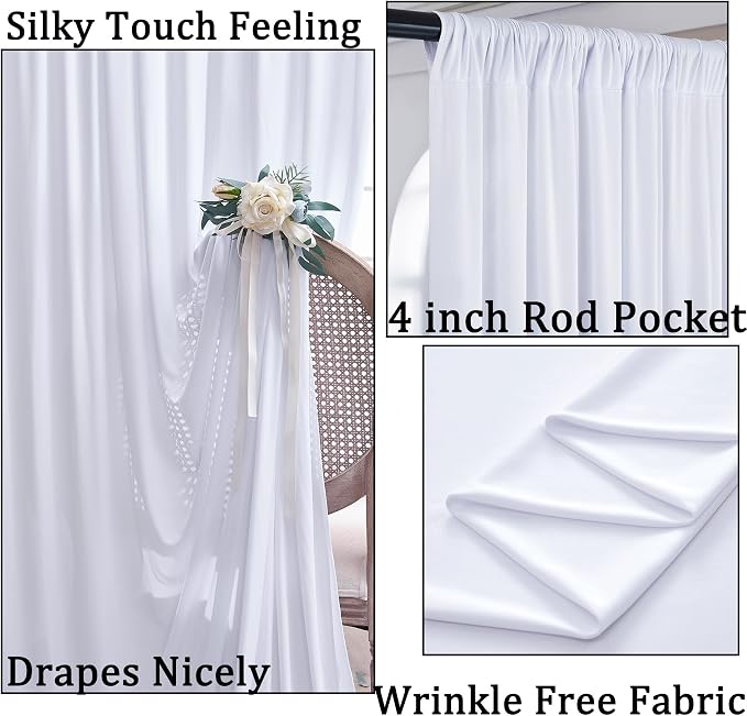 60ftx10ft Wrinkle Free White Backdrop Curtains - Image 2