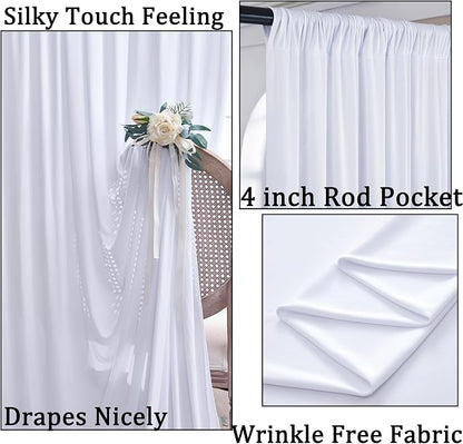 60ftx10ft Wrinkle Free White Backdrop Curtains - Image 2