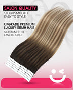 Youngsmile Invisible Tape in Hair Extensions Human Hair #2/6/18 Dark Brown to Dirty Blonde 20pcs 30g 14 Inch Injection Tape in Hair Extensions Human Hair (#2/6/18,14'')