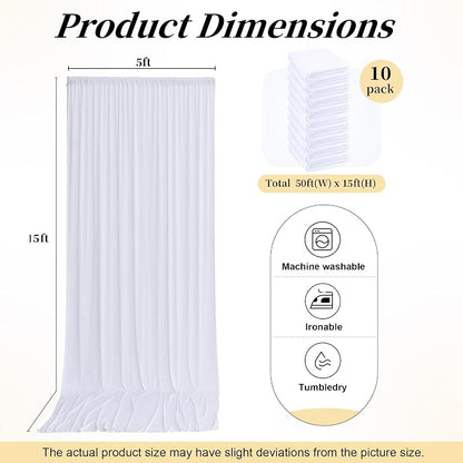 50ft x 15ft White Backdrop Curtains - Image 6