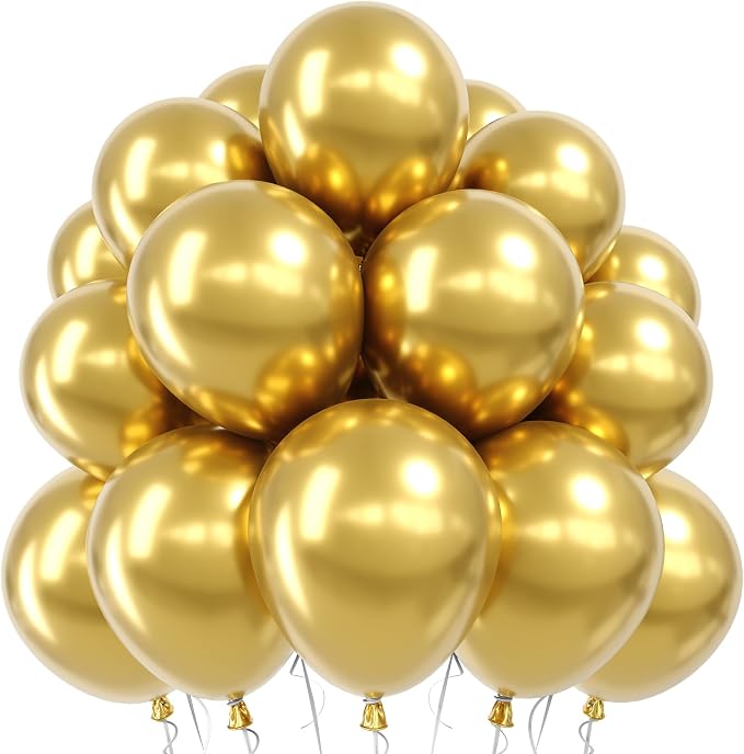 Jobkoo Gold Balloons 12 Inch, Metallic Chrome Gold Metallic Latex Balloon | by Jobkoo