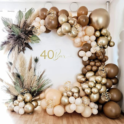 60pcs Brown and Gold Balloons for Neutral Bridal Shower, Baby Shower Party - Image 6