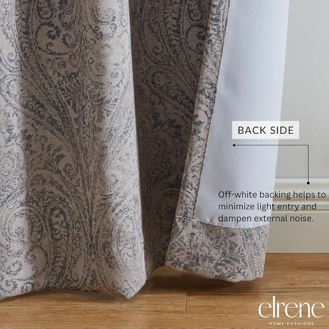Threadmade Vittoria Paisley Printed Blackout Curtain Panel - Image 4