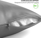 ALASKA BEAR Natural Silk Pillowcase, Hypoallergenic, 19 Momme, 600 Thread Count 100 Percent Mulberry Silk, Standard Size with Hidden Zipper (1pc, Iron Grey)