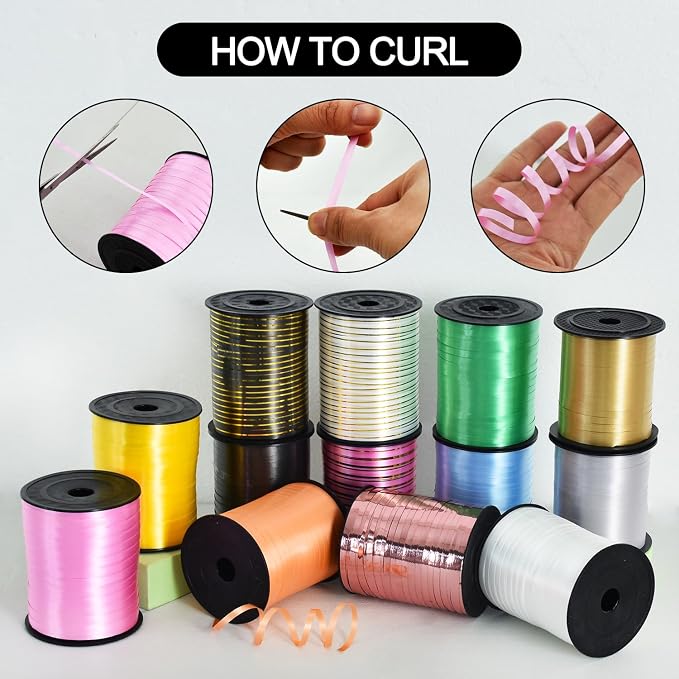 TONIFUL Curling Ribbon-Black Gold Balloon Curling Ribbons-250 Yards Balloon - Image 3