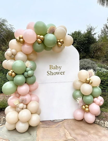 Baby in Bloom Balloon Arch Garland Kit, Sage Green Sand White Balloons - Image 5