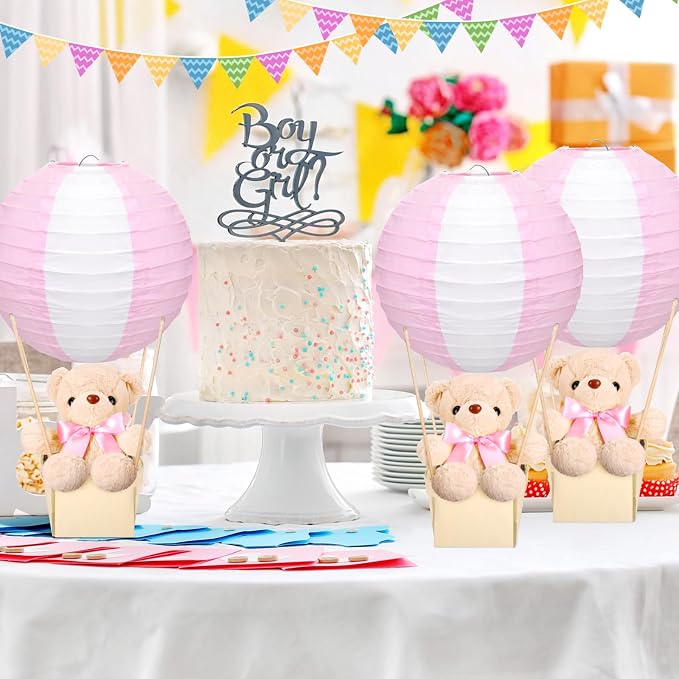 12 Sets Baby Shower Hot Air Balloon Table Centerpieces DIY Paper Lanterns - Image 2