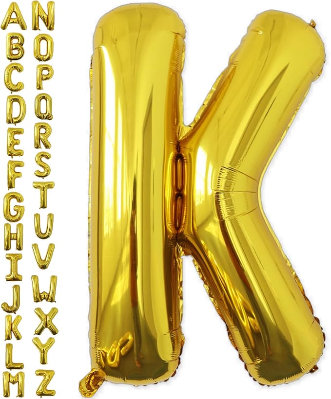 VHUWE 40 inch Gold Letter K Balloon, Big Size Alphabet Foil Mylar Helium by VHUWE