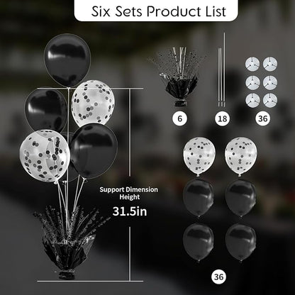 Black Balloon Table Centerpiece Kit, 6 Sets Black Balloon Stands - Image 4
