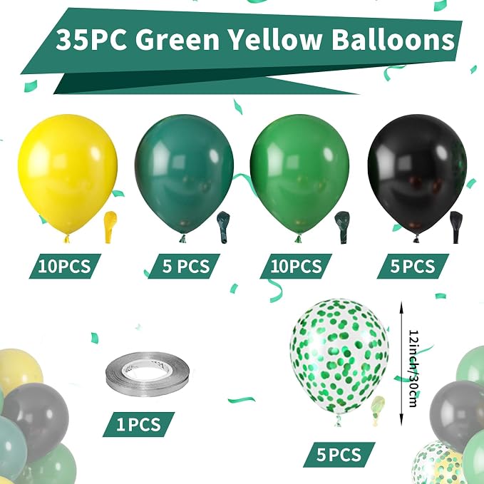Green and Yellow Balloons, Tractor Balloons Football Sport Theme Balloon - Image 2