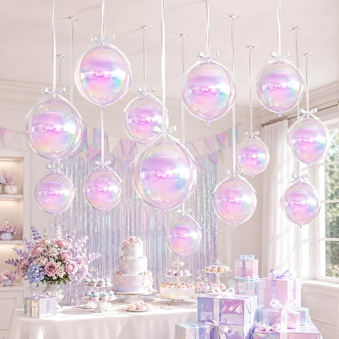 Iridescent Round Foil Balloons, Hanging Ceiling Balloons - Image 5