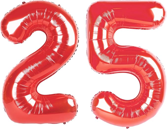 Red 40 Inch Large Number 25 52 Birthday Balloon, 25 52 Birthday Decorations by Upgesy