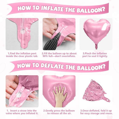 Rose Gold Heart Balloons, 18 Inch Rose Gold and White Foil Balloons Helium - Image 8
