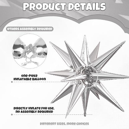 Silver Gold Star Balloons, 22/27 Inch Silver and Gold Star Foil Balloons - Image 3