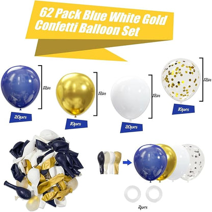 62pcs Gold Navy Blue Balloons Kit - Image 3