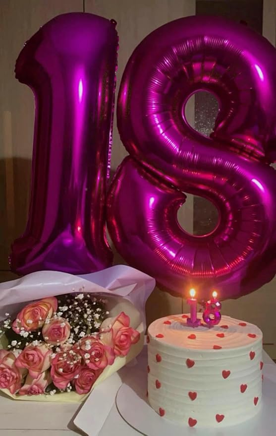Rosy Purple Number 8 Balloon 40 inch, 8th Birthday Party Balloons Decoration | - Image 5
