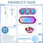 23 Rainbow Esthetician Facial Supplies 3 Stainless Steel Face Mask Mixing Bowls 3 Fan Brushes Esthetician 3 Facial Flat Brushes Skincare Tray 3-Compartment Serving Tray 12 Compressed Facial Sponges