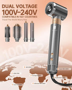 Hair Dryer Brush, webeauty 5 in 1 Professional Hot Air Styling, High-Speed Negative Ionic Hair Dryer Fast Drying, Multi Hair Styler with Air Curling Iron, Volumizing, Straightening (Grey Gold)