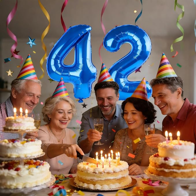40 Inch Number 42 Balloons for 42nd Birthday Party Decorations, 0-100 Dark Blue - Image 2