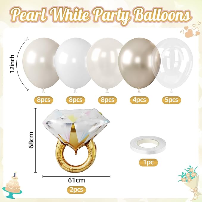 Pearl White and Gold Balloons - Image 2