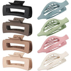 Hair Clips for Women 4.3 Inch Large Hair Claw Clips 8 pcs Square Claw Clips & Flat Hair Clips for Thick or Thin Hair French Concord Hair Barrettes Alligator Hair Accessories for Women (Light Colorful)