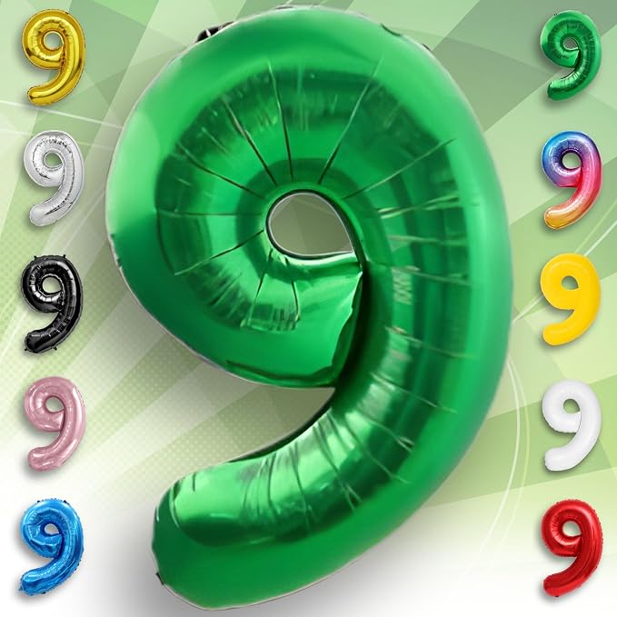 Green Number Balloon 9 Mylar Foil Balloons 16 inch - Image 3