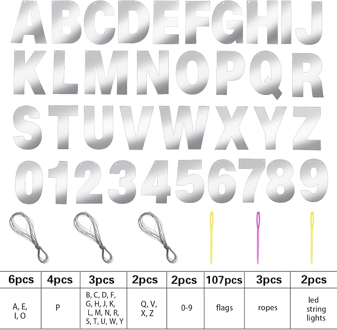 TaoBary 112 Pcs DIY Letter Kit Glitter Customizable Banner Letters Include 107 - Image 3