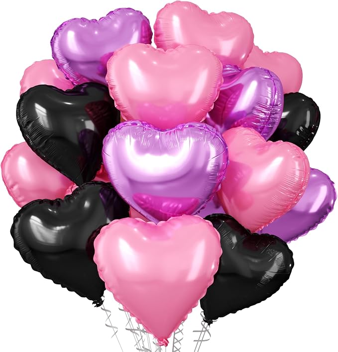 Pink Purple Black Heart Balloons by FEYG