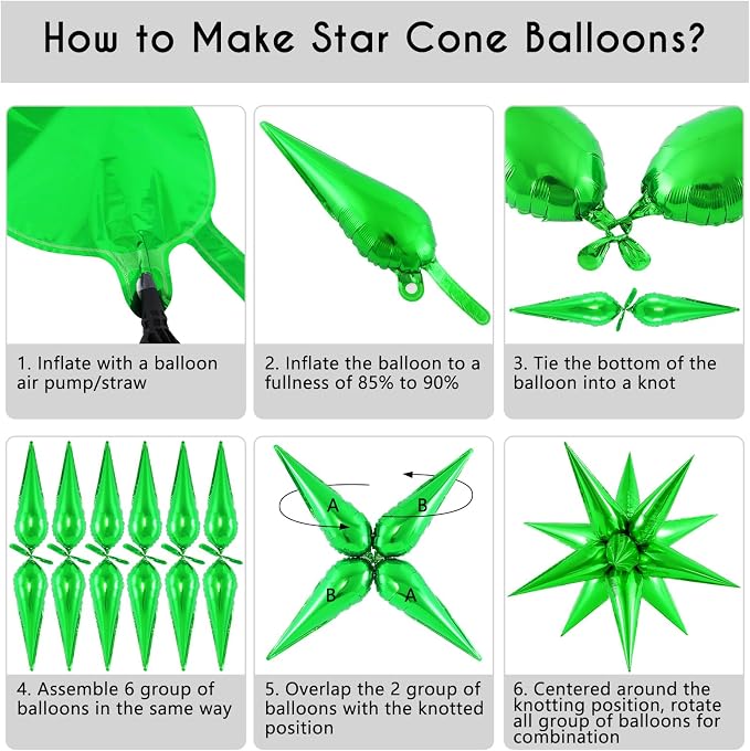 72 Pcs Star Balloons Foil Explosion Balloons Magic 12 Point Star Cone Balloon - Image 7