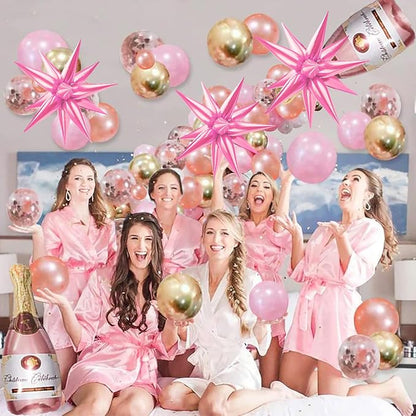 60 PCS Pink Star Balloons, 12 Point cone Explosion Star Foil Balloons - Image 7