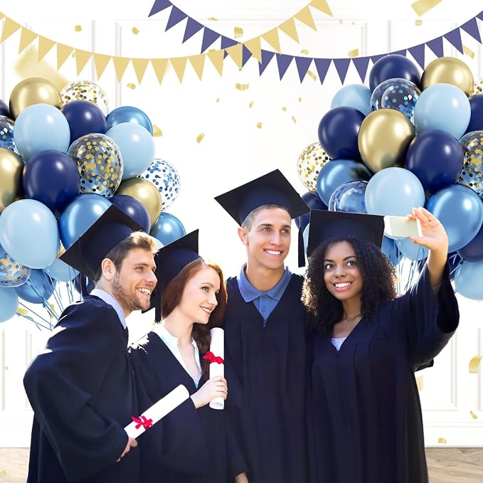 60pcs Navy Blue and Gold Balloons 12inch - Image 6