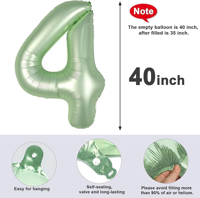 4 Balloon Number 40 Inch Olive Green Balloons - Image 5