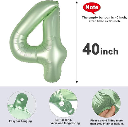 4 Balloon Number 40 Inch Olive Green Balloons - Image 5