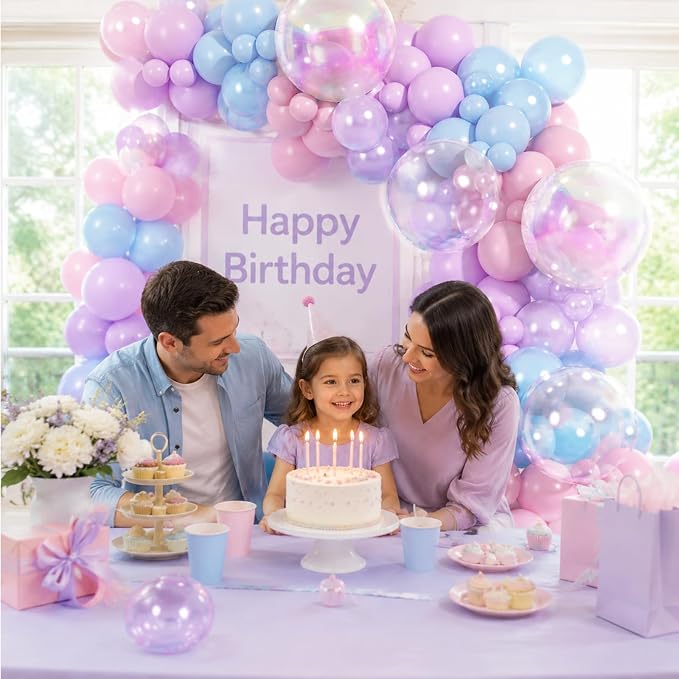 Pink Blue Purple Balloons Arch Kit - Image 2