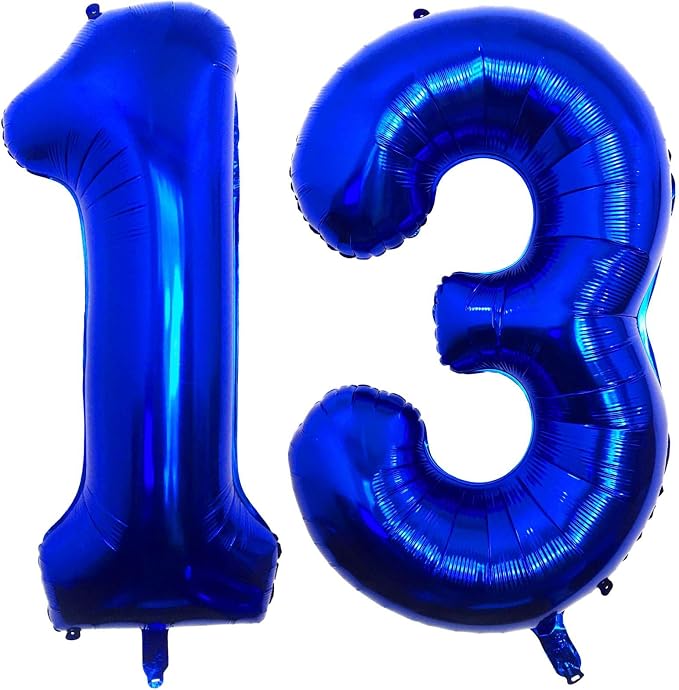 Navy Blue 13 Number Balloons, 40 Inch Giant Number 13 Balloons Foil Mylar by Lovoir