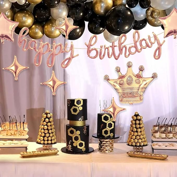 Rose Gold Happy Birthday Balloons Banner 18 Inch Script/Cursive Foil Mylar - Image 7