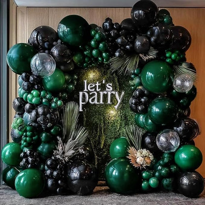 Black Green Balloon Garland Double Stuffed Dark Emerald Green Balloons Clear by doublestuffed
